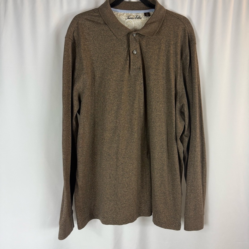 TASSO ELBA Mens Polo Shirt Size:XL  Long Sleeve Collared 100% Cotton